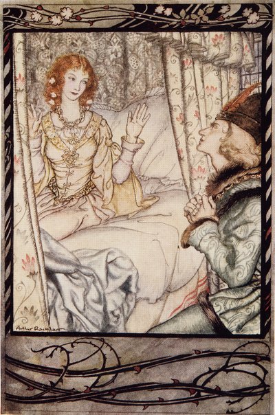 Är det du, min prins? Jag har väntat på dig väldigt länge, från The Arthur Rackham Fairy Book, pub. 1933 av Arthur Rackham