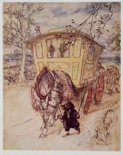 Det var en gyllene eftermiddag: lukten av damm de sparkade upp var rik och tillfredsställande, från Wind in the Willows av Kenneth Grahame (1859 - 1932), pub. 1940 av Arthur Rackham