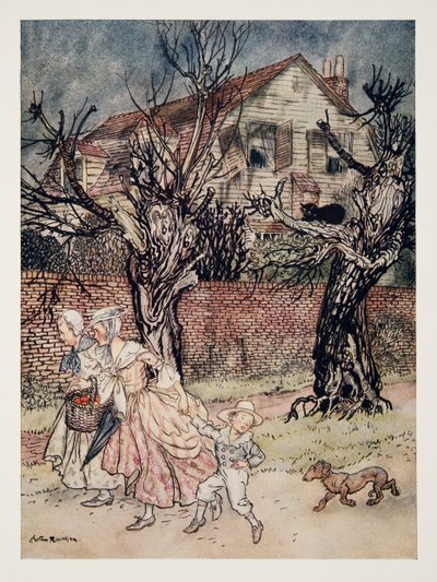 Underbara berättelser om Haunted Fields och Haunted Brooks och Haunted Houses, från The Legend of Sleepy Hollow av Washington Irving (1783 - 1859), pub. 1928 av Arthur Rackham
