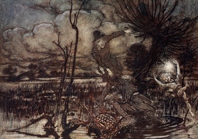 Vilseleda nattvandrare och skratta åt deras olycka, illustration från 
