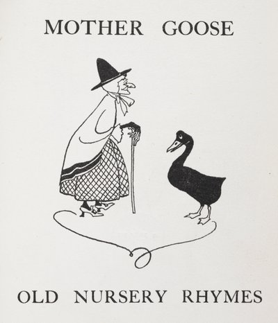 Mamma gås. Gammal dam med gås. av Arthur Rackham