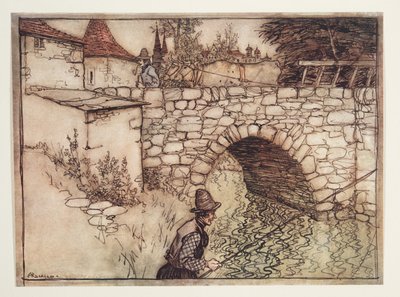 En gång i tiden tog en fattig bonde, som hette Crabb, ett lass trä draget av två oxar till staden för försäljning, från The Fairy Tales of the Brothers Grimm, pub. 1909 av Arthur Rackham
