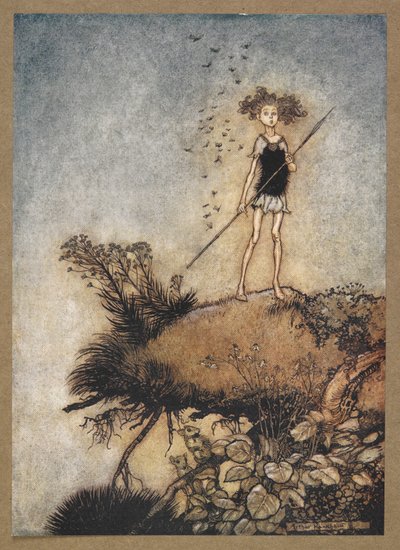 En distanserad vaktpost”. Oberon. En scen ur "En midsommarnattsdröm". av Arthur Rackham