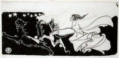 Starlight Frolics (penna och bläck på papper) av Arthur Rackham