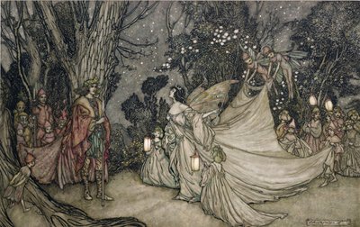 Mötet mellan Oberon och Titania av Arthur Rackham