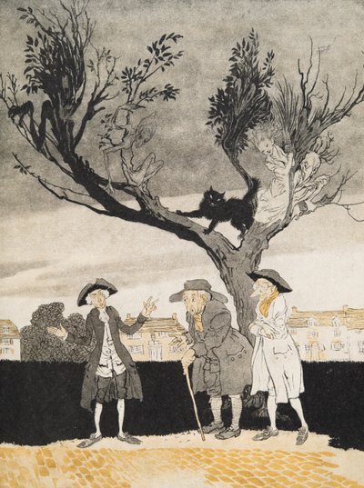 The Men of Sleepy Hollow (Inside Cover) från The Legend of Sleepy Hollow av Washington Irving (1783 - 1859), pub. 1928 av Arthur Rackham