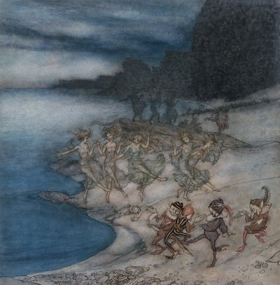 The Pert Fairies and The Dapper Elves (akvarell och penna och svart bläck) av Arthur Rackham