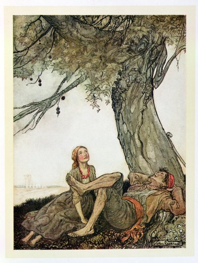 Resenärerna och platanen, illustration från "Aesops fabler", publicerad av Heinemann, 1912 av Arthur Rackham