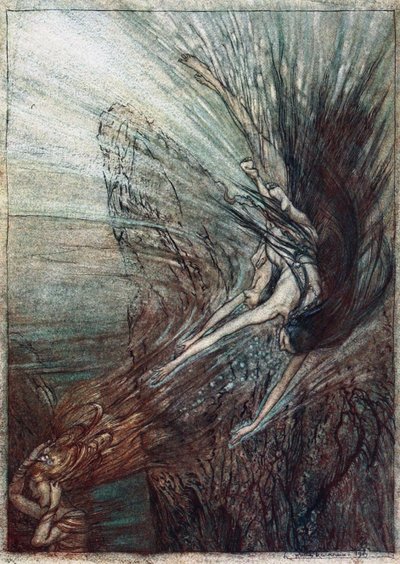Rhinmaidens upptåg. Illustration till Rhinegold och Valkyrien av Richard Wagner, av Arthur Rackham