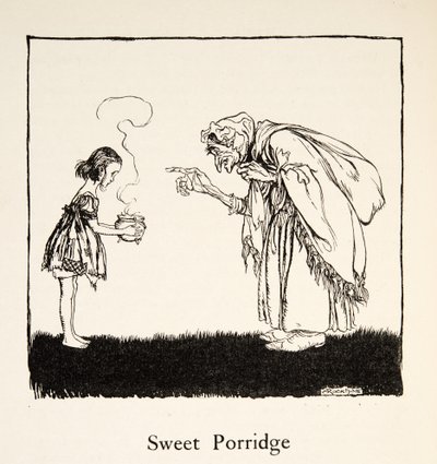 Den lille gick och tog med sig lådan, från Lillebror & Lillasyster och andra sagor av bröderna Grimm, pub.1917 (litho) av Arthur Rackham