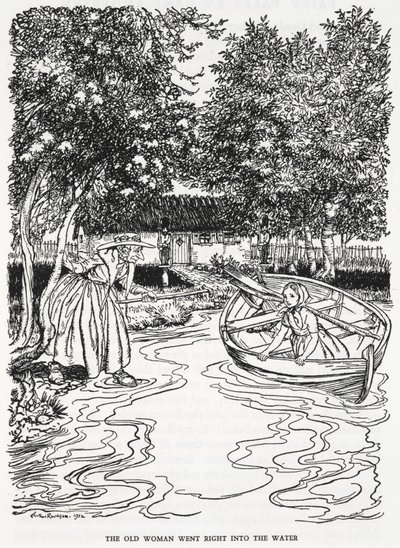 "German gick rakt ut i vattnet". Illustration för 