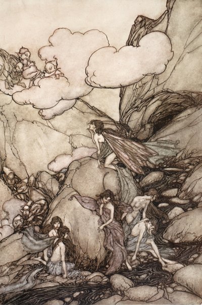 Dessa feberg, från Rip Van Winkle av Washington Irving, pub. 1910 av Arthur Rackham