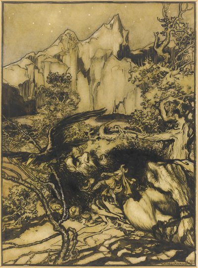 Thors resa till jättarnas land, 1901 av Arthur Rackham