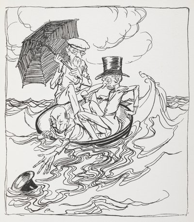 sea.swedish のボウルに 3 人の男性 av Arthur Rackham