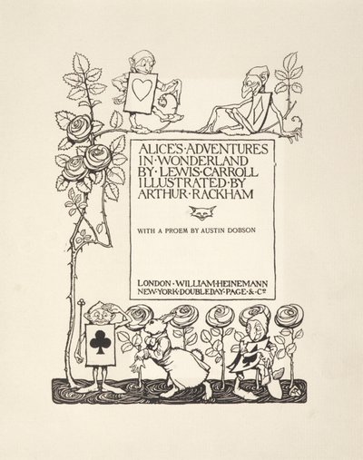 Titelsida, från Alices Adventures in Wonderland, av Lewis Carroll, pub.1907 av Arthur Rackham