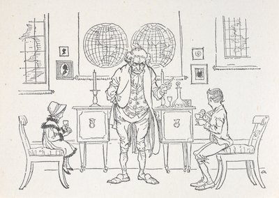 Två barn och deras skolmästare av Arthur Rackham