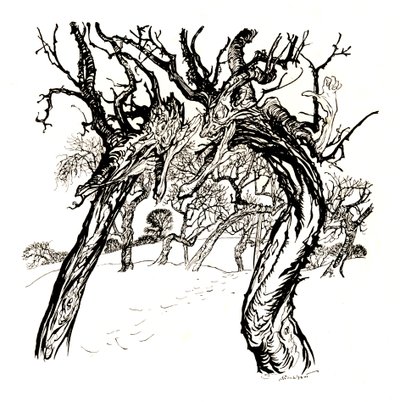 Viskande träd, från ett fat med äpplen, 1917, 1923 av Arthur Rackham