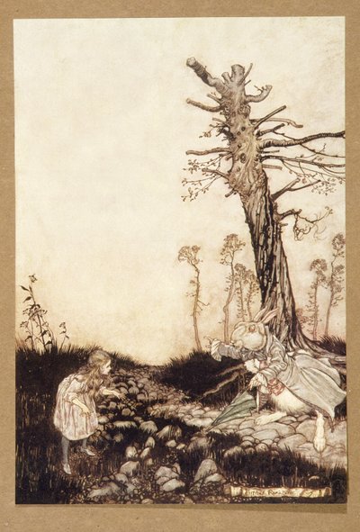 Varför Mary Ann, vad gör du här ute?, från Alices Adventures in Wonderland, av Lewis Carroll, pub.1907 av Arthur Rackham