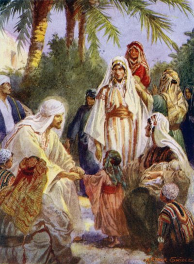 Jesus och barnen (färg litho) av Arthur Twidle