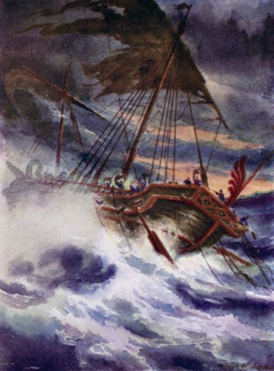 Paul, skeppsvraket (färg litho) av Arthur Twidle