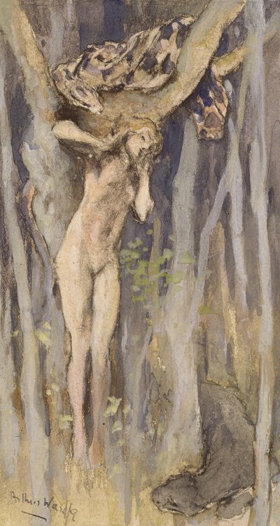 Hamadryad - Spirit of a Tree, c.1890 (pastell, penna och akvarell på papper) av Arthur Wardle