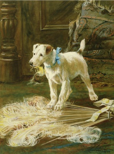 Mischief (olja på duk) av Arthur Wardle