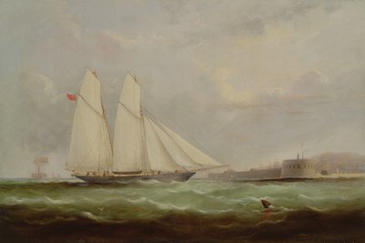 Schooner Yacht Esmeralda närmar sig Cherbourg, 1861 av Arthur Wellington Fowles