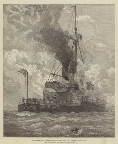 Ångkokarexplosionen ombord på HMS Thunderer vid Spithead av Arthur Wellington Fowles