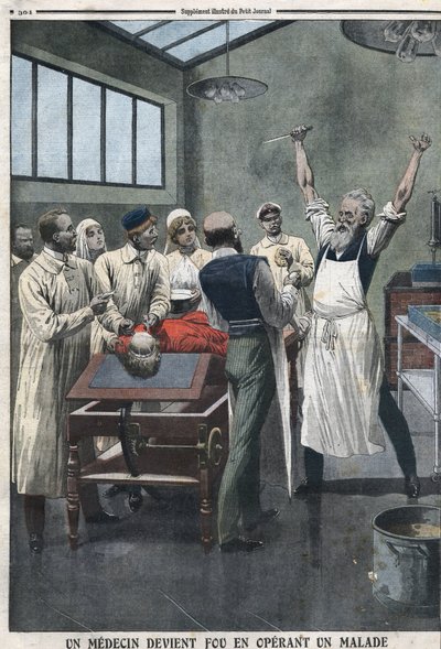En läkare blev galen när han opererade en patient på ett sjukhus i Razomin, Chita, Ryssland av Artist Unknown