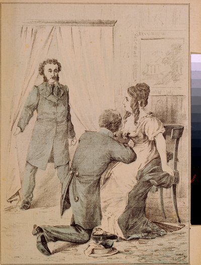 Alexander Pusjkin (1799-1837) (litografi) av Artist Unknown