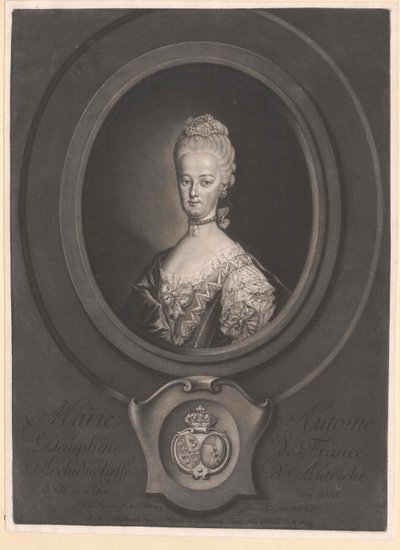 Ärkehertiginnan av Österrike Marie Antoinette (tryck) av Artist Unknown