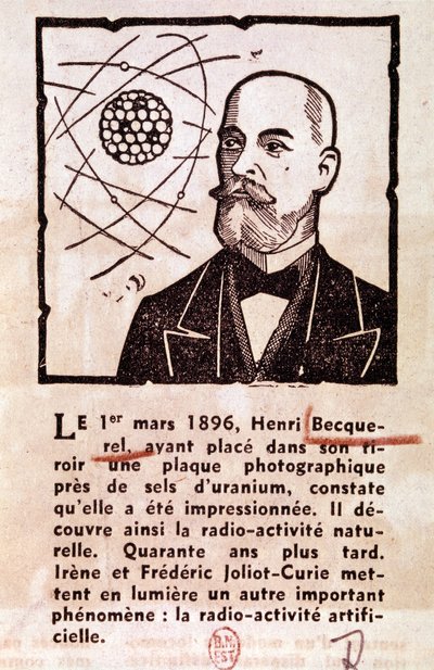 BECQUEREL Antoine Henri Fransk ingenjör, fysiker, Nobelpristagare: Porträtt (teckning) av Artist Unknown