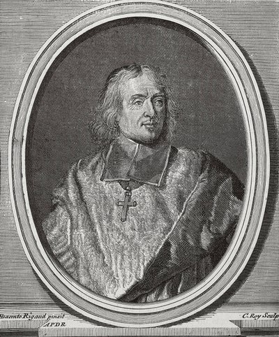BOSSUET, Jacques-Benigne (1627-1704). Engelsk teolog och biskop. Porträttkopia från originalet av Hyacinthe Rigaud. Gravyr av Artist Unknown