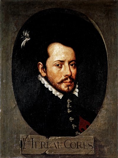 CORTES Hernan ( 1485-1547). Spansk erövrare av Mexiko (olja på duk) av Artist Unknown