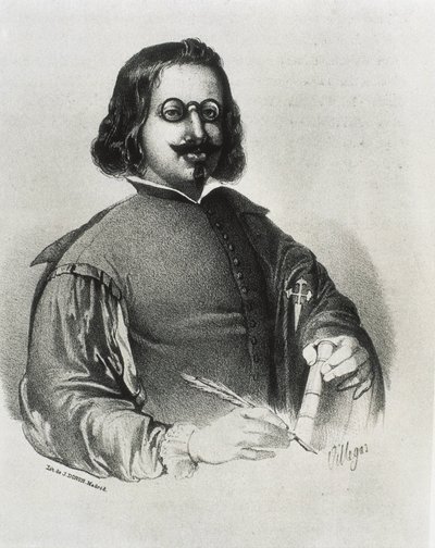 DONON, Julio (1800-talet). Francisco de Quevedo. Litografi av Artist Unknown