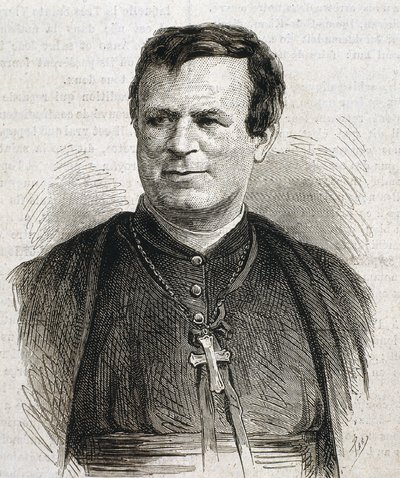 DUBUIS, Claude Marie (1817-1895). Engelskfödd prelat inom den romersk-katolska kyrkan. Han var biskop i Galveston från 1862 till 1892. Gravyr. SPANIEN. CATALONIA. Barcelona. Barcelonas universitetsbibliotek av Artist Unknown