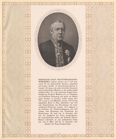 Ferdinand greve Trauttmansdorff-Weinsberg av Artist Unknown