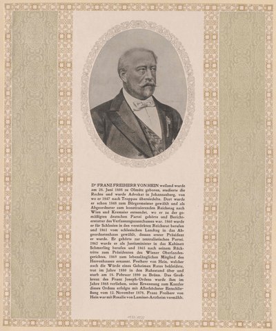 Franz Baron Hein (tryck) av Artist Unknown