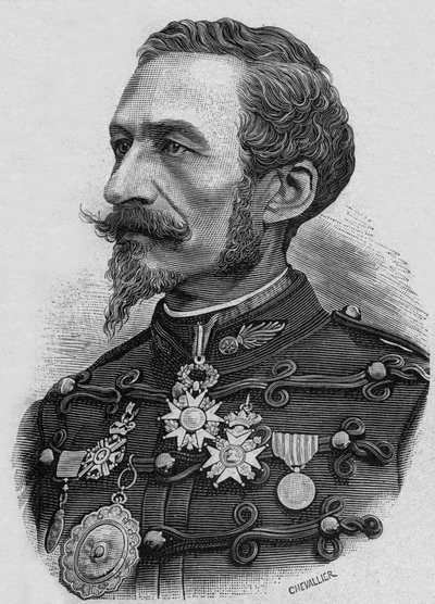 Franske översten Charles Ragon de Bange (1833-1914), uppfinnare inom artilleri, gravyr av Artist Unknown
