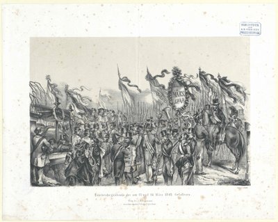 Begravning av den den 13 och 14 mars 1848 person som dödats i strid av Artist Unknown