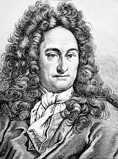 G W Leibniz Gottfried Wihlem (gravyr) av Artist Unknown