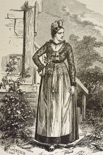 Tyskland (C19th). Samhälle (1879). Alsace. Kvinnor i regionen. Just nu innehas Alsace av den tyska riksdagen (1871-1918). Gravyr. Privat samling av Artist Unknown