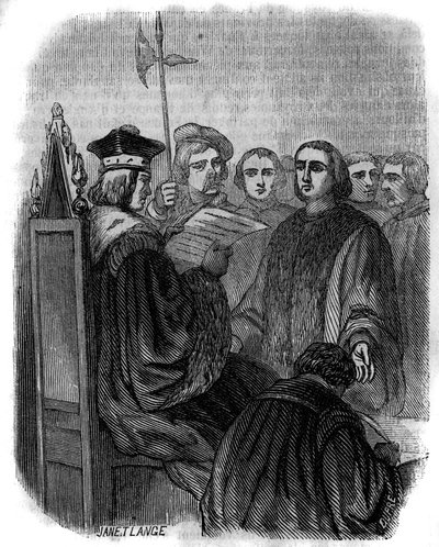 Dom över Jacques Coeur, en fransk affärsman som arresterades för oegentligheter 1451, dömdes till fängelse och hans egendom konfiskerades. av Artist Unknown