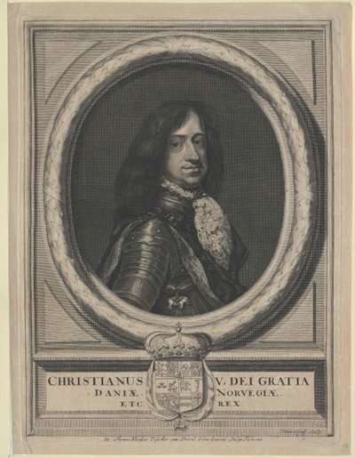 Kung av Danmark Christian V. av Artist Unknown