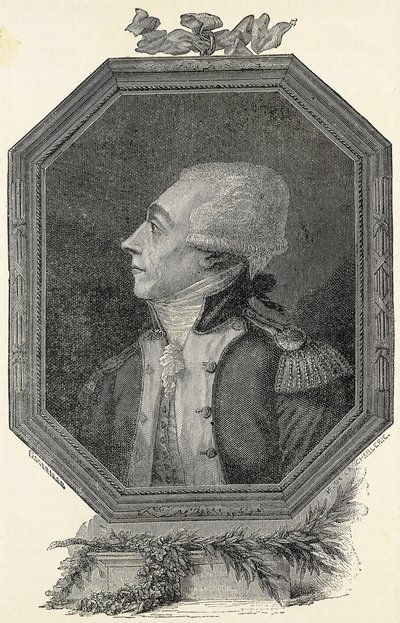 Lafayette, Marie Joseph Gilbert Motie Motier, markis av (1757-1834). Fransk aristokrat och militär med liberal ideologi. Etsning av Artist Unknown