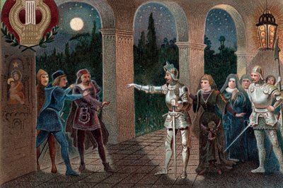Leonora bortförd från klostret av Manrico, akt II scen 5 ur operan "Il Trovatore" av Giuseppe Verdi av Artist Unknown