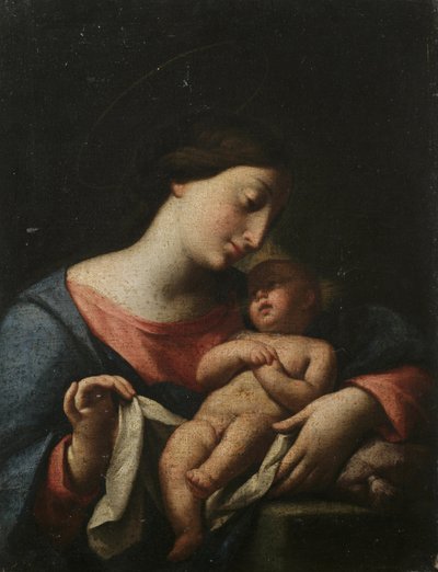 Madonna med barn (olja på duk) av Artist Unknown