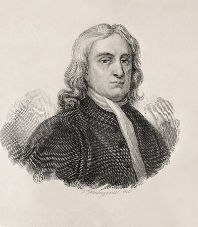 Newton, Sir Isaac (1642-1727). Engelsk matematiker, fysiker och astronom; GUADAGNINI, Gaetano (1800-1860). Italiensk gravör. Porträtt av Isaac Newton, verk av Gaetano Guadagnini. Gravyr. ITALIEN. LOMBARDY. Milano. Civica Raccolta delle Stampe "Achi av Artist Unknown