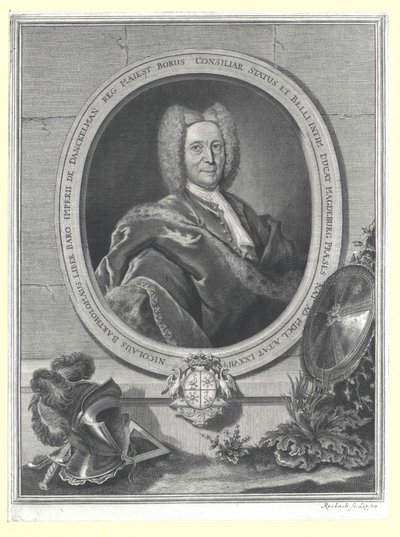 Nikolaus Bartholomew Baron von Danckelmann (tryck) av Artist Unknown