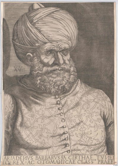 Den osmanske härskaren i Alger Chaireddin Barbarossa (tryck) av Artist Unknown